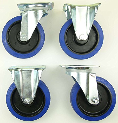 1 Satz 160mm Blue Wheels Lenkrollen + Bockrollen Transportrollen, Elastik Blau 300kg / Rad - INDUSTRIEQALITÄT (2x Lenk + 2x Bock) 1 Satz 160mm Blue Wheels Lenkrollen + Bockrollen Transportrollen, Elastik Blau 300kg / Rad - INDUSTRIEQALITÄT (2x Lenk + 2x Bock) von SL-Rollen
