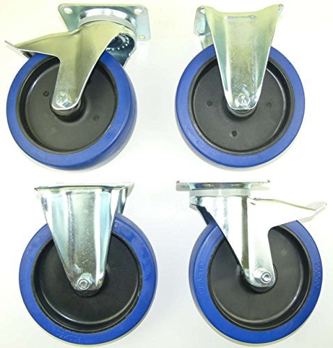 1 Satz 200mm Blue Wheels Lenkrollen mit Bremse/Feststellbremse + Bockrollen, Transportrollen Elastik Blau 350kg / Rad - INDUSTRIEQALITÄT (2x Brems + 2x Bock) 1 Satz 200mm Blue Wheels Lenkrollen mit Bremse/Feststellbremse + Bockrollen, Transportrollen Elastik Blau 350kg / Rad - INDUSTRIEQALITÄT (2x Brems + 2x Bock) von SL-Rollen