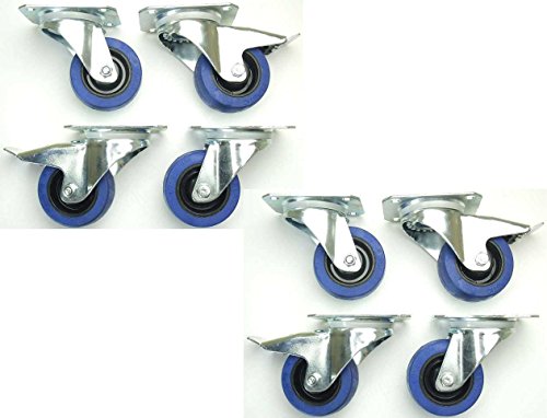 2 Satz 80mm Blue Wheels Lenkrollen Transportrollen mit/ohne Bremse 140kg / Rad - INDUSTRIEQALITÄT (4x Brems + 4x Lenk) 2 Satz 80mm Blue Wheels Lenkrollen Transportrollen mit/ohne Bremse 140kg / Rad - INDUSTRIEQALITÄT (4x Brems + 4x Lenk) von SL-Rollen