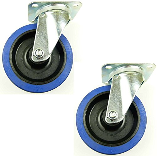 2 Stück 125 mm Blue Wheels Lenkrollen Transportrollen Blau 200kg / Rad - INDUSTRIEQALITÄT (2 x Lenk) von SL-Rollen
