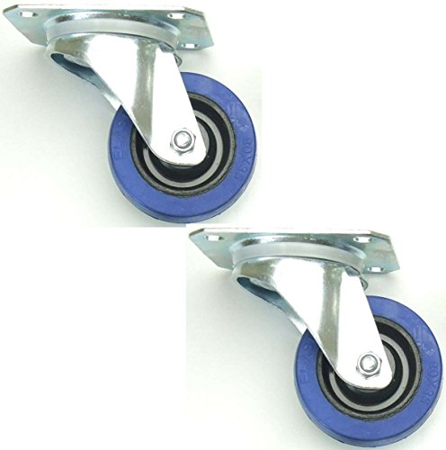 2 Stück 80mm Blue Wheels Lenkrollen Transportrollen 140kg / Rad - INDUSTRIEQALITÄT (2 x Lenk) von SL-Rollen