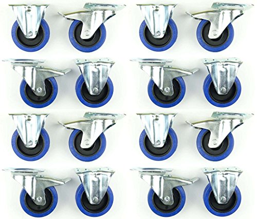 4 Satz 100mm Blue Wheels Transportrollen Lenkrollen mit Bremse/Feststellbremse + Bockrollen, Elastik-Rad blau, 180kg / Rad - INDUSTRIEQALITÄT (8x Brems + 8x Bock) 4 Satz 100mm Blue Wheels Transportrollen Lenkrollen mit Bremse/Feststellbremse + Bockrollen, Elastik-Rad blau, 180kg / Rad - INDUSTRIEQALITÄT (8x Brems + 8x Bock) von SL-Rollen