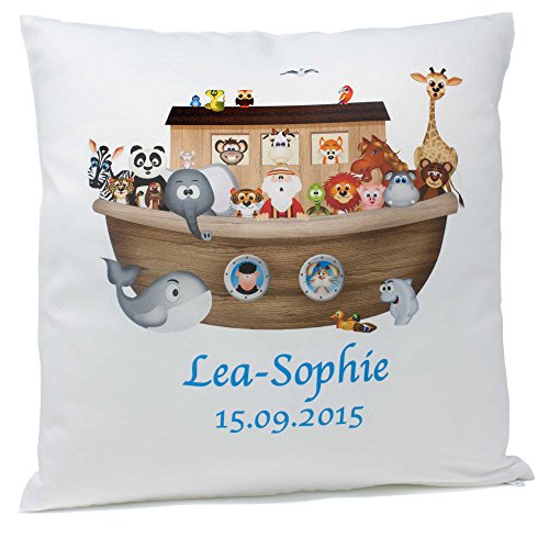 SL-Store GbR Kissen mit Namen Geburt Taufe Arche 40x40 cm Taufspruch inkl. Füllung Kuschelkissen, Kissen Farbe:Vorderseite + RS weiß strukturierte Oberfläche SL-Store GbR Kissen mit Namen Geburt Taufe Arche 40x40 cm Taufspruch inkl. Füllung Kuschelkissen, Kissen Farbe:Vorderseite + RS weiß strukturierte Oberfläche von SL-Store GbR