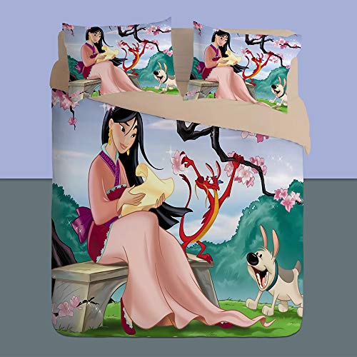 SL-YBB Mulan Bettbezüge Disney Prinzessin Bettbezug Kinderbettbezug Digitaldruck Animation Bettbezug Stil Komfort und Wärme (N07,Single 135x200cm) von SL-YBB