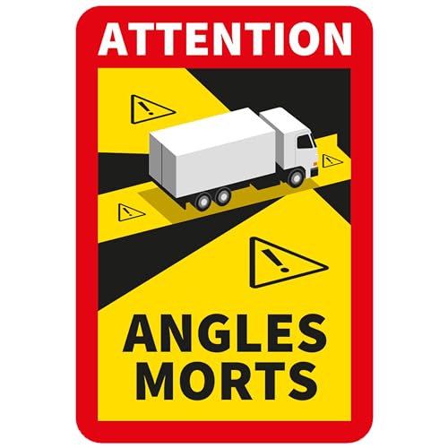 SL group - 1 Aufkleber "Attention Angles Morts" 25 x 17 cm mit selbstklebender Folien-Rückseite - Achtung Toter Winkel Sticker für Auto, Lkw, Bus & Wohnmobil - Hinweisschild für Fenster selbstklebend von SL group