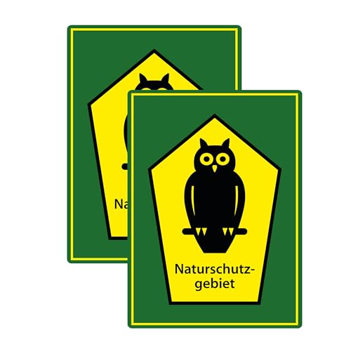 SL group - 2 Schilder "Naturschutzgebiet" in 20 x 30 cm aus extra stabiler PVC Kunststoff-Platte - Naturschutz Hinweisschild Kennzeichnung - Naturschutzschild mit Eule wetterfest mit UV-Schutz von SL group