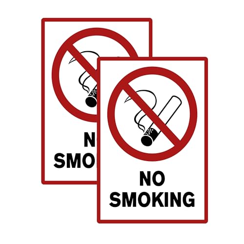 SL group - 2 Schilder "No Smoking/Rauchen verboten" 20 x 30 cm aus stabiler PVC Kunststoff-Platte - Rauchverbot im Innen- & Außenbereich - Verbotsschild für nicht Rauchen im gesamten Gebäude von SL group