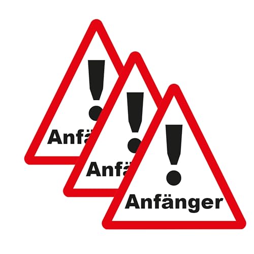 SL group - 3 Aufkleber "Achtung Anfänger" in 15 x 15 cm aus hochwertiger Magnet-Folie - Vorsicht Fahranfänger Warntafel für Auto, Lkw & Wohnmobil magnetisch - Hinweis-Magnet-Schild für Pkw-Fenster von SL group