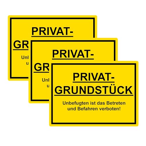 SL group - 3 Schild "Privatgrundstück" 30 x 20 cm aus stabiler PVC Kunststoff-Platte - Hinweisschild Unbefugten ist das Betreten und Befahren verboten! - Warnschild für kein Zutritt u. Durchgang von SL group
