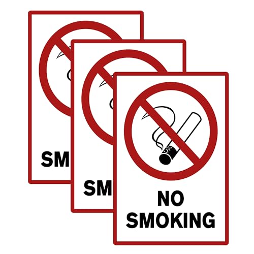 SL group - 3 Schilder "No Smoking/Rauchen verboten" 20 x 30 cm aus stabiler PVC Kunststoff-Platte - Rauchverbot im Innen- & Außenbereich - Verbotsschild für nicht Rauchen im gesamten Gebäude von SL group