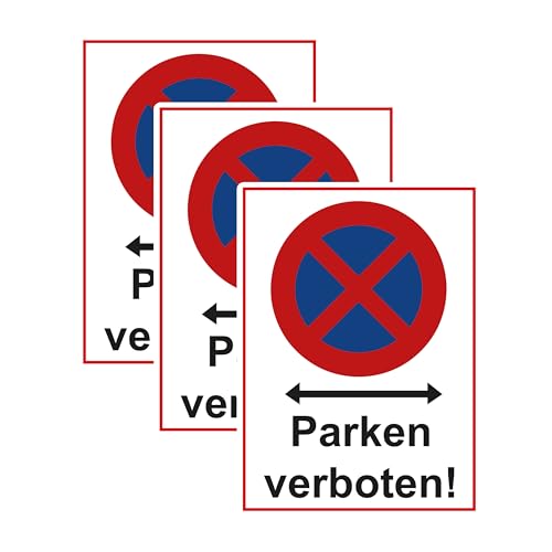 SL group - 3 Schilder "Parken verboten!" 20 x 30 cm aus stabiler PVC Kunststoff-Platte - Halteverbotsschild für Garage, Einfahrt & Parkplatz - Halteverbot-Schild für Privatgrundstück & Privat-Gelände von SL group