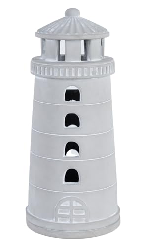 Beton Leuchturm Windlicht ca. 22 cm/h grau von SL. Geschenke