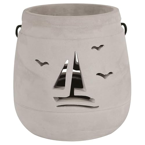 Beton Windlichter 12 cm/h grau (Segelschiff) von SL. Geschenke