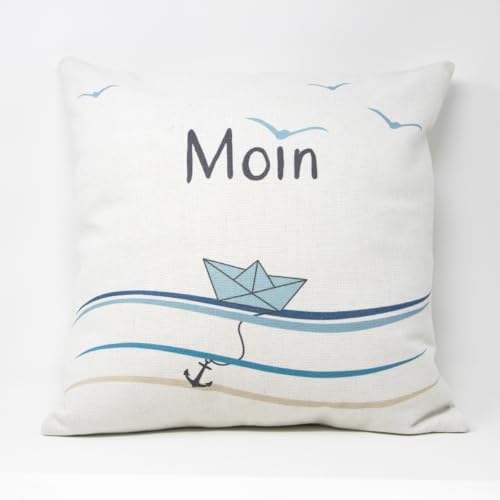 SL. Geschenke Kissenbezug mit verschiedenen Motiven und Größen (Papierboot Moin, 40x40) von SL. Geschenke
