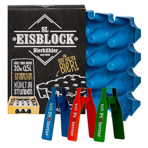 SL Eisblock Set Sparpaket 0,5l Bierkühler + 3 x Bier Protector Der Insektenschutz für Bierflaschen Geschenk TIPP Neu von LS2