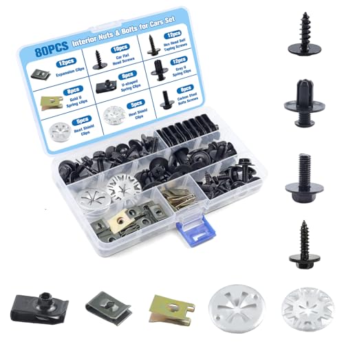 80 Stück Blechmutter Schrauben Set mit Klemmscheiben & U-Clips -Auto Befestigungsset - Hitzeschutzblech Befestigung, Karosserie Reparatur Kit für Fahrzeugteile Universal Montagebox 80 Stück Blechmutter Schrauben Set mit Klemmscheiben & U-Clips -Auto Befestigungsset - Hitzeschutzblech Befestigung, Karosserie Reparatur Kit für Fahrzeugteile Universal Montagebox von SLAKOZYT