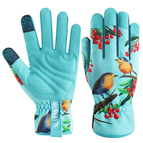 Gartenhandschuhe für Damen,Damen Gartenhandschuhe mit Touchscreen,Mikrofaser Leder Gartenhandschuhe Damen,Frauen Gartenhandschuhe für Hof, Reinigung, Gartenarbeit, Landschaftsbau, Pflücken, Pflanzen von SLARMOR