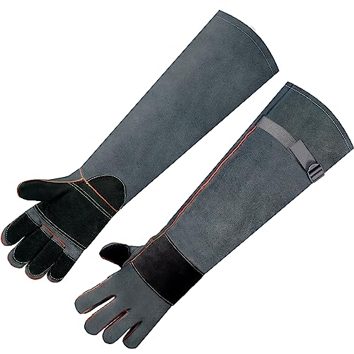 Leder Grillhandschuhe,Feuerfeste Handschuhe,Unisex Ofenhandschuhe,Grillhandschuhe mit Unterarmschutz，Wiederverwendbare Backhandschuhe,Hitzebeständige Grillhandschuhe für Grillen,Kochen,Backen,Draussen von SLARMOR