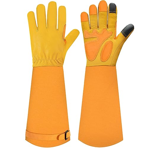 SLARMOR Gartenhandschuhe aus Leder für Damen und Herren - Dornensicher zum Beschneiden von Rosen, mit Unterarmschutz, Lange Rindsleder Arbeitshandschuhe für Garten und Haushaltsaufgaben SLARMOR Gartenhandschuhe aus Leder für Damen und Herren - Dornensicher zum Beschneiden von Rosen, mit Unterarmschutz, Lange Rindsleder Arbeitshandschuhe für Garten und Haushaltsaufgaben von SLARMOR