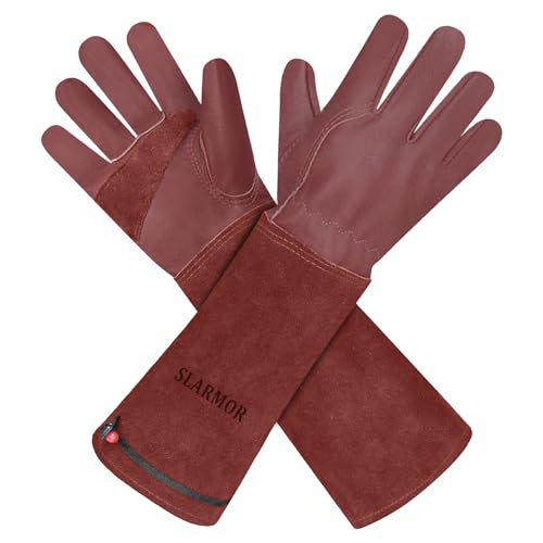SLARMOR Gartenhandschuhe aus Leder für Damen und Herren - Dornensicher zum Beschneiden von Rosen, mit Unterarmschutz, Lange Rindsleder Arbeitshandschuhe für Garten und Haushaltsaufgaben SLARMOR Gartenhandschuhe aus Leder für Damen und Herren - Dornensicher zum Beschneiden von Rosen, mit Unterarmschutz, Lange Rindsleder Arbeitshandschuhe für Garten und Haushaltsaufgaben von SLARMOR