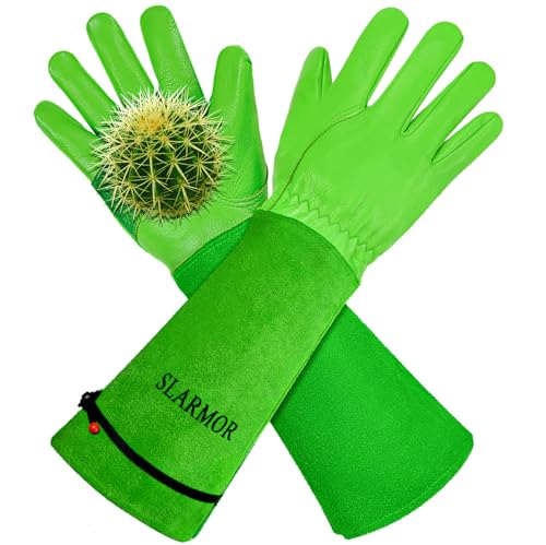 SLARMOR Gartenhandschuhe aus Leder für Damen und Herren - Dornensicher zum Beschneiden von Rosen, mit Unterarmschutz, Lange Rindsleder Arbeitshandschuhe für Garten und Haushaltsaufgaben SLARMOR Gartenhandschuhe aus Leder für Damen und Herren - Dornensicher zum Beschneiden von Rosen, mit Unterarmschutz, Lange Rindsleder Arbeitshandschuhe für Garten und Haushaltsaufgaben von SLARMOR