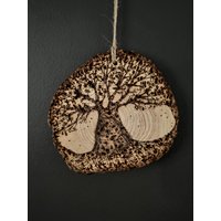 Runder Baum Des Lebens Holzschnitt Holzscheit - Handarbeit - Hand Gezeichnet Brandmalerei Baumschnitzerei von SLATEandWOOD