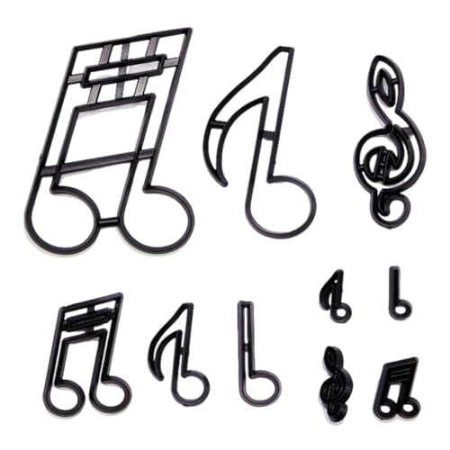 10 Stück Fondant-Ausstechformen Mit Musikmotiv, Tortenaufsätze Mit Musik, Ausstechformen-Set, Musikdekorationen von SLAXJNE