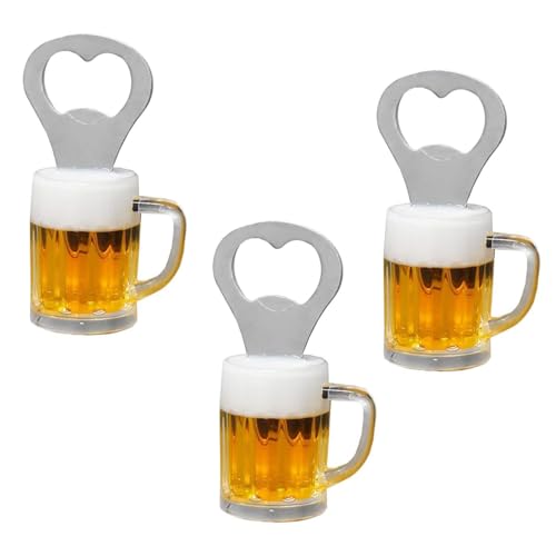 3 Stück Bierglas-Flaschenöffner, Magnetischer Flaschenöffner, Bierflaschenöffner, Metallkappenöffner, Kühlschrankmagnet-Dekoration, Interessanter Und Kreativer Flaschenöffner von SLAXJNE