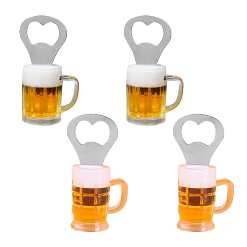 4-Teiliger Bierglas-Flaschenöffner, Magnetischer Flaschenöffner, Metall-Flaschenöffner, Kreativer Kühlschrankmagnet, Personalisierter Kappenöffner, Tragbarer Bierflaschenöffner von SLAXJNE