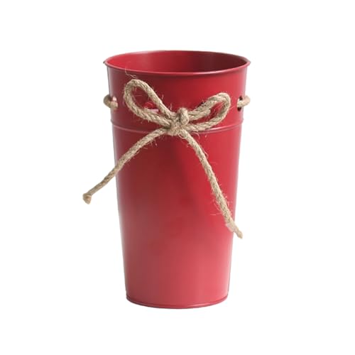 2pcs rustikale Eisenvase für Blumen mit Hanf Seilhaus Bauernhaus Französische Eimer Metall Blumentopfbehälter für Tisch Herzstück Haus Hochzeitsdekoration von SLCHJX