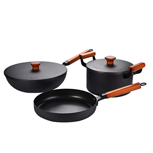 3 PC Haushaltseisen-Topf-Koch-Suppe Pot Sturdy Iron Topf aus unbeschachten Nicht-Tächen-Kochgeschirr für die Lagerküche in der Ladenküche nach Hause 3 PC Haushaltseisen-Topf-Koch-Suppe Pot Sturdy Iron Topf aus unbeschachten Nicht-Tächen-Kochgeschirr für die Lagerküche in der Ladenküche nach Hause von SLCHJX