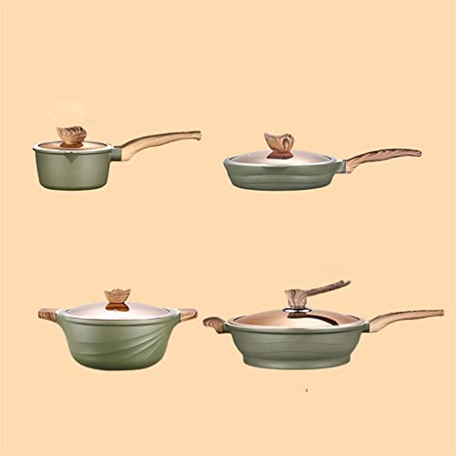 4-teiliges Kochgeschirrset Maifan Stone Nicht-Stick-Topf-Suppen-Topf-Pfanne Pfanne Haushalt Küche Utensilien Topf Set (D) von SLCHJX