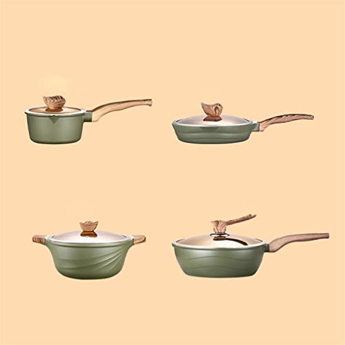 4-teiliges Kochgeschirrset Maifan Stone Nicht-Stick-Topf-Suppen-Topf-Pfanne Pfanne Haushalt Küche Utensilien Topf Set (D) von SLCHJX