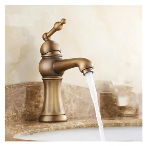 Antike Messing Ein Hebelgriff Badezimmer Wasserhahngefäß Waschbecken Mixer, Küchenspüle Wasserhahn von SLCHJX