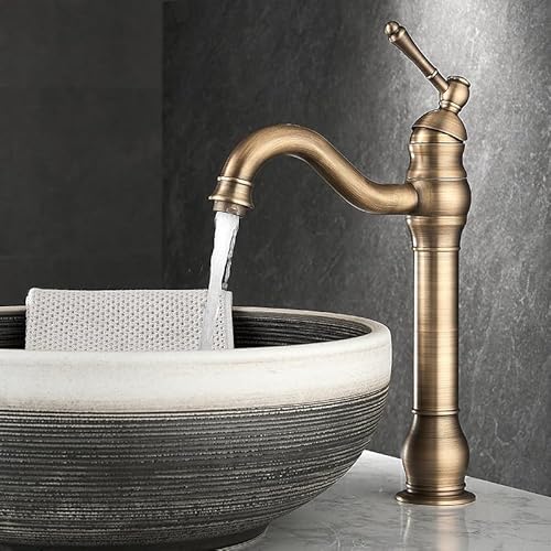 Badezimmer Wasserhahn antikes Messing Badezimmer Basin Wasserhahn Kalt und Heißwassermischer Waschbecken Tippdeck montiertes schwarzes Öl gebürstet (Farbe: Nickel), Chrom Badezimmer Wasserhahn von SLCHJX