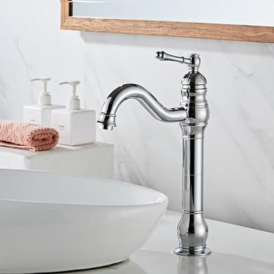 Badezimmer Wasserhahn antikes Messing Badezimmer Basin Wasserhahn Kalt und Heißwassermischer Waschbecken Tippdeck montiertes schwarzes Öl gebürstet (Farbe: Nickel), Chrom Badezimmer Wasserhahn von SLCHJX