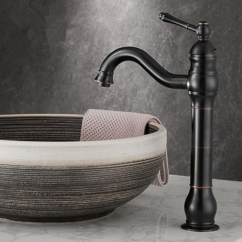 Badezimmer Wasserhahn antikes Messing Badezimmer Basin Wasserhahn Kalt und Heißwassermischer Waschbecken Tippdeck montiertes schwarzes Öl gebürstet (Farbe: Nickel), Chrom Badezimmer Wasserhahn von SLCHJX