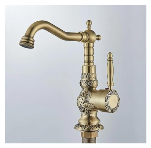 Beckenarmaturen Antiquitäten Messing Wasserhahn Becken Tap Drehung Eingriff Tippsmischer Haken Tap von SLCHJX
