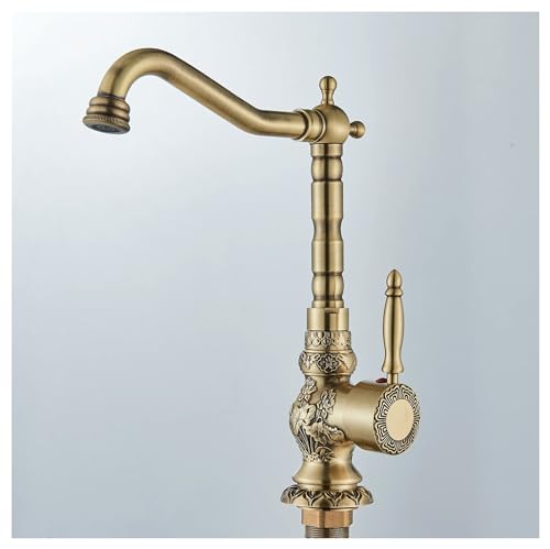Beckenarmaturen Antiquitäten Messing Wasserhahn Becken Tap Drehung Eingriff Tippsmischer Haken Tap von SLCHJX