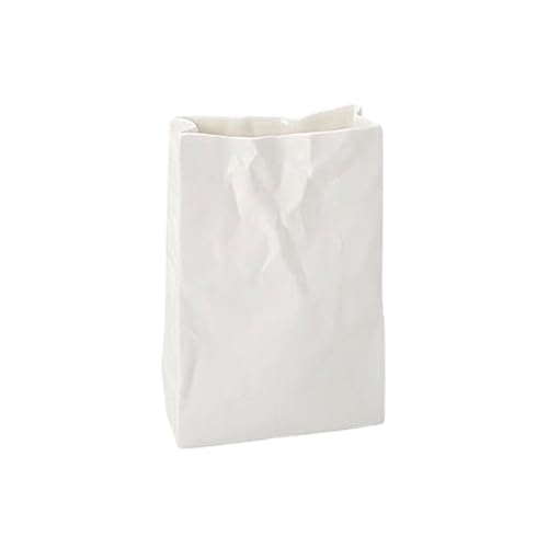 Crinkle Paperbeutel Vase einzigartige Buch Keramikblume Vase Moderne Hydroponic Blumenarrangement Bücherregal Dekorative Wohnzimmer Esstisch Dekoration von SLCHJX