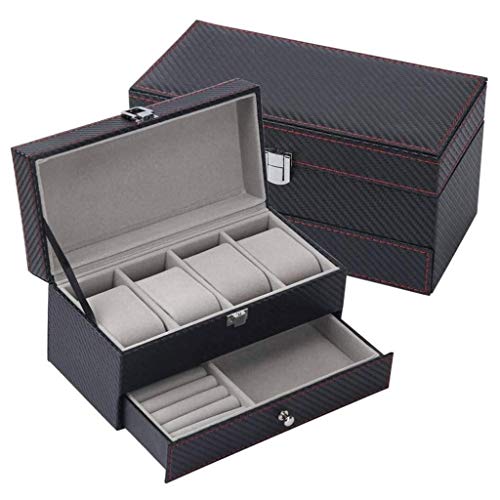 Ewelry Box - Doppelschicht Schmuckschachtel Schmuck Aufbewahrungsschachtel Einfacher Packung Aufbewahrungsbox Uhr Uhr (Farbe: D) von SLCHJX