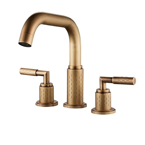 Gebürstete goldene Messing weit verbreitete Waschbecken Wasserhahn Doppelgriff Eins Ausgussmixer Tap Taillierung Kaltes heißes Wasser Kranhahn, Küchenspüle Wasserhahn Gebürstete goldene Messing weit verbreitete Waschbecken Wasserhahn Doppelgriff Eins Ausgussmixer Tap Taillierung Kaltes heißes Wasser Kranhahn, Küchenspüle Wasserhahn von SLCHJX