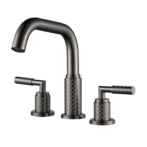Gebürstete goldene Messing weit verbreitete Waschbecken Wasserhahn Doppelgriff Eins Ausgussmixer Tap Taillierung Kaltes heißes Wasser Kranhahn, Küchenspüle Wasserhahn Gebürstete goldene Messing weit verbreitete Waschbecken Wasserhahn Doppelgriff Eins Ausgussmixer Tap Taillierung Kaltes heißes Wasser Kranhahn, Küchenspüle Wasserhahn von SLCHJX