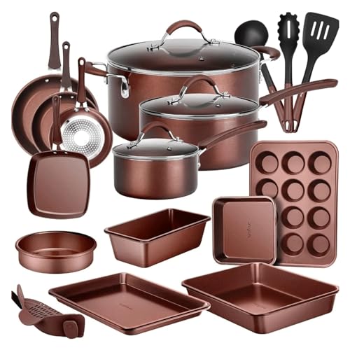 Küchengeschirrtöpfe und Pfannen Set Basic Kitchen Cookware Set, Nicht-Stick (20-teiliges Set) von SLCHJX