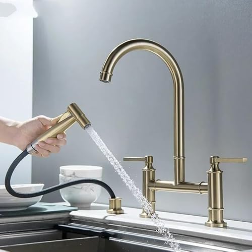 Küchenspüle Wasserhähne Heißer und Kaltmixer Edelstahl Anti-Splash-Golzen-Gold-Outlet-Wasserhahn-Set-Kabelgeschirr, Chrome Badezimmer Wasserhahn Küchenspüle Wasserhähne Heißer und Kaltmixer Edelstahl Anti-Splash-Golzen-Gold-Outlet-Wasserhahn-Set-Kabelgeschirr, Chrome Badezimmer Wasserhahn von SLCHJX