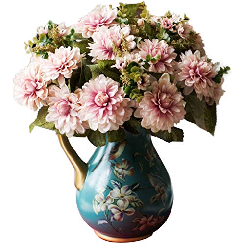Künstliche Blume in Topf Künstliche Blumen, Seidentotter Blume gefälschte Blume Seide kleine Rosenblumen mit Vase für Hochzeit Braut Bouquet Home Dekoration Künstliche Pflanzenblume Arran Arran von SLCHJX