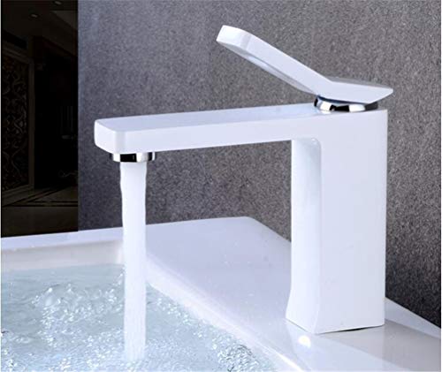 Luxus -Becken -Wasserhahn Badezimmer -Beckenmischer Waschhahn Messing Chrom/Schwarz/Weiß -Beckenmixer TAP Heißer Kaltmischer Kran Waschbecken Wasserhahn einzelner Halter, Chrom Badezimmer Wasserhahn von SLCHJX