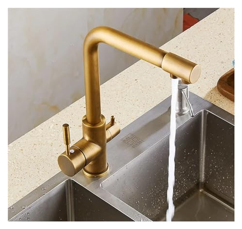 Luxus V-intage Retro Antique Messing Zwei Hebel 3-Wege-Wasserfilter Tippküchenspüle Wasserhahnmixer, Küchenspüle Wasserhahn Luxus V-intage Retro Antique Messing Zwei Hebel 3-Wege-Wasserfilter Tippküchenspüle Wasserhahnmixer, Küchenspüle Wasserhahn von SLCHJX