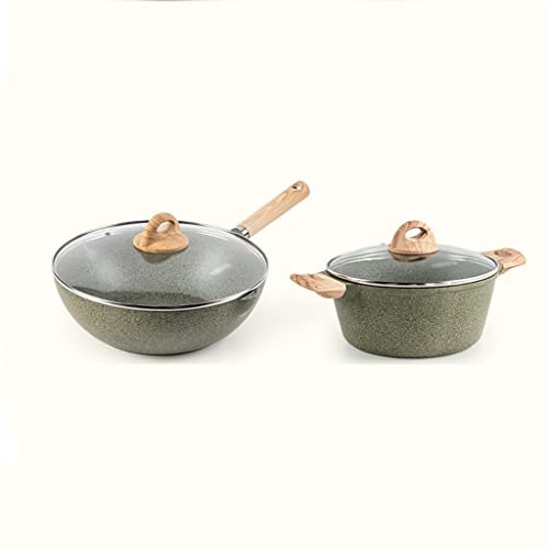 Maifan Stone Pot Haushaltsküchen Suppe Topf + Bratpfanne Kombination Nicht-Stick weniger Öl und weniger Rauch einfach zu reinigen zu reinigen Pfanne von SLCHJX