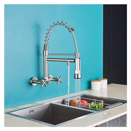 Matt schwarze wand montierte küchenarmatur heiße kalte Wassermischer TAP kompatibel mit Küche Pull Down Spray 360 Rotation Küchenmischer Haken, Küchenspüle Wasserhahn Matt schwarze wand montierte küchenarmatur heiße kalte Wassermischer TAP kompatibel mit Küche Pull Down Spray 360 Rotation Küchenmischer Haken, Küchenspüle Wasserhahn von SLCHJX